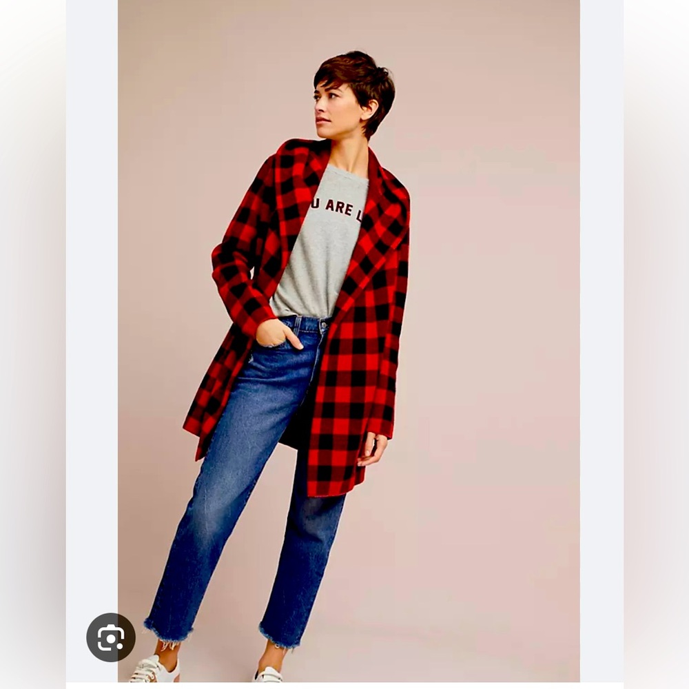 Field Flower XL plaid sweater jacket